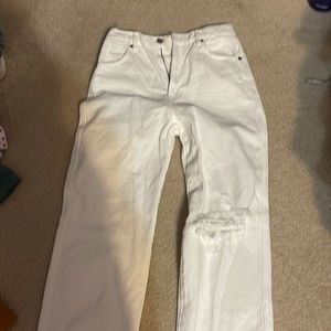 reformation white jeans ripped size 27